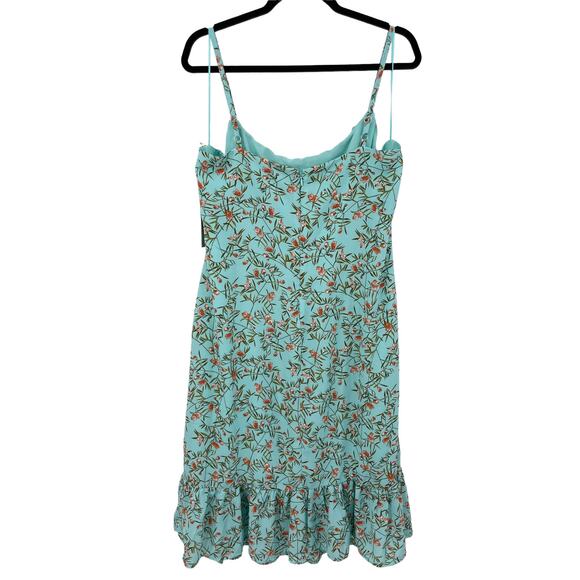 Chelsea28 Dress Womens Large Sleeveless Gathered Ruffle Turquoise Blue Floral - Picture 3 of 6